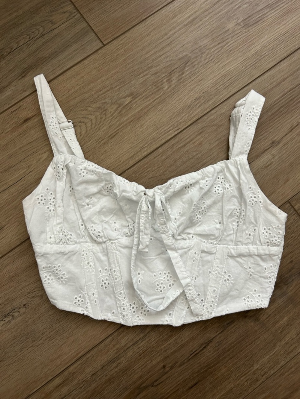 Love Tree Eyelet Corset Crop Top, Size M
